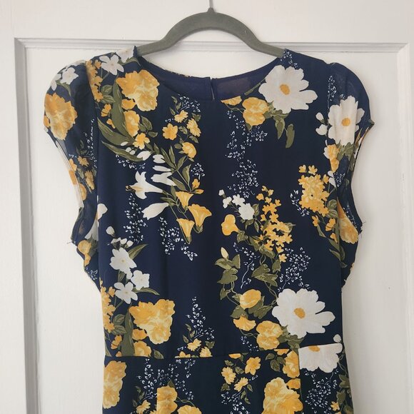 Commense Floral Midi Dress - Navy and Yellow - Picture 4 of 9